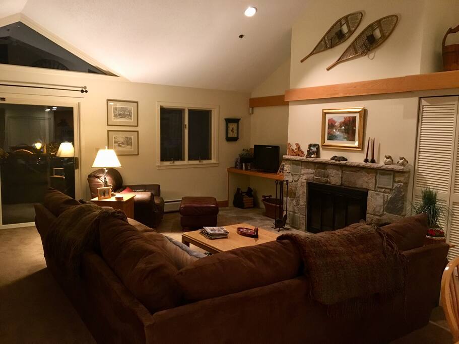 Plus fireplace and patio.