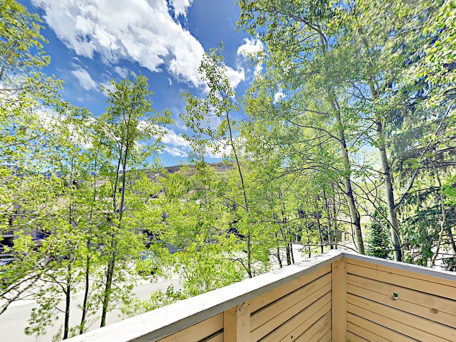 Take in stunning mountain views from the balcony.