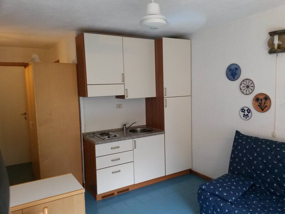 Living room with cooking area