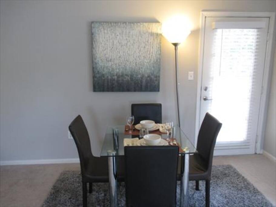 Dining area with seating for four where you can dine in comfort