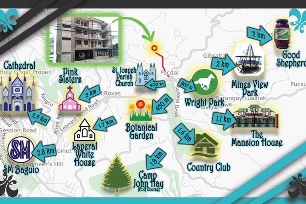 Here's a Minimap showing the nearby tourist spots from our place. Some are walking distance.