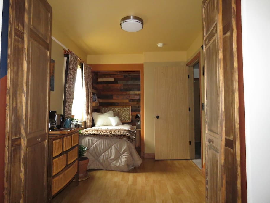View from loft to bed area