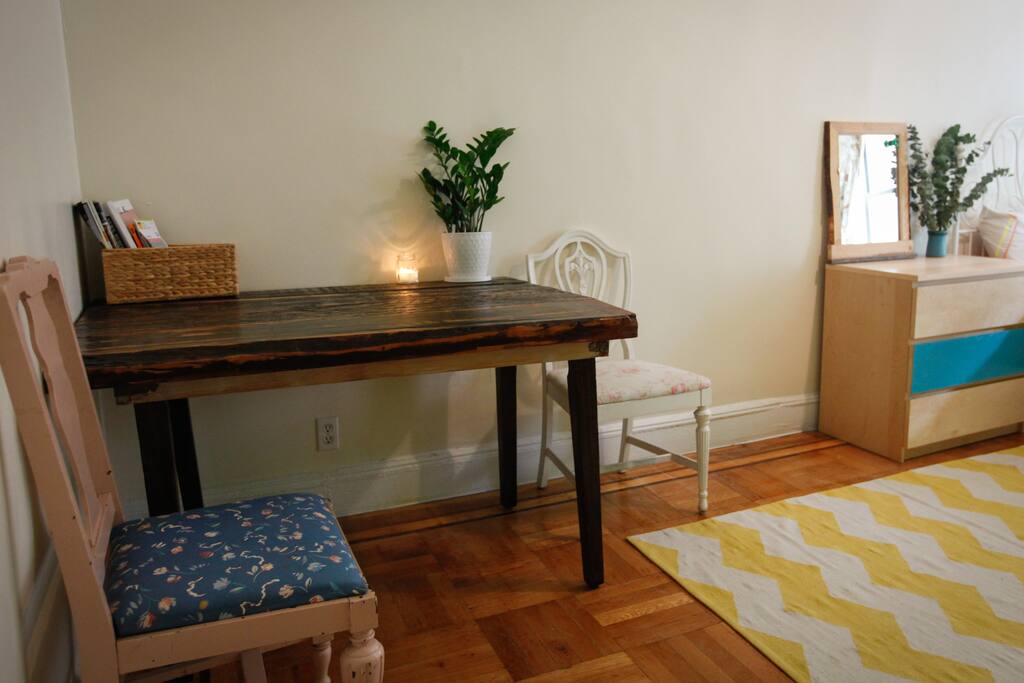 First room. Desk to work or dine