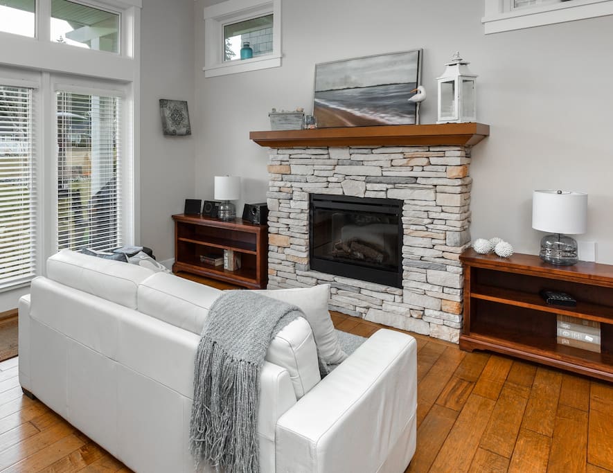 Lovely living room with electric fireplace