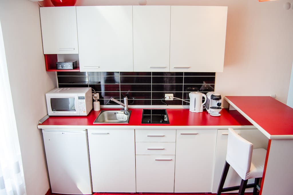 The kitchen area