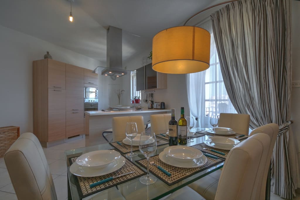 Dining table to kitchen view