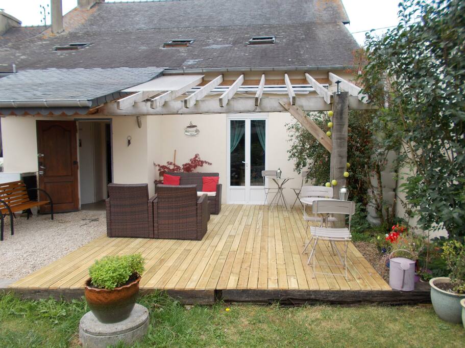 The decking can be covered and lit