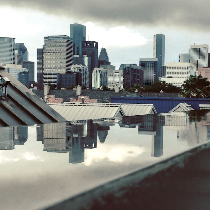 View of downtown from rooftop terrace