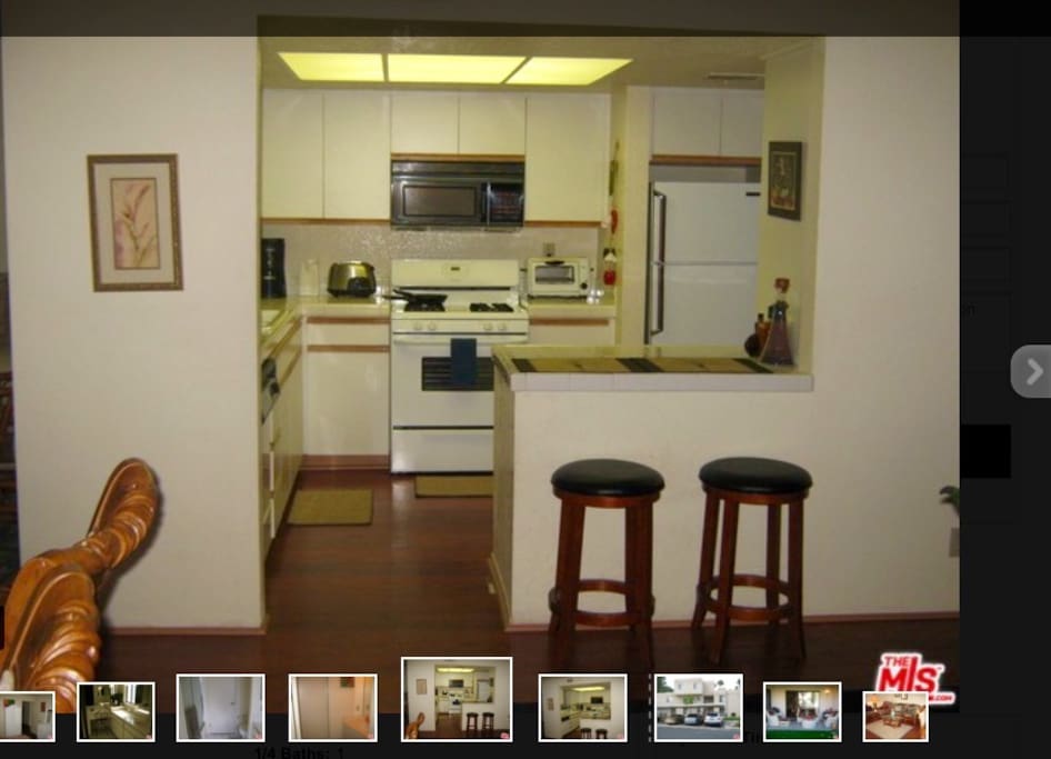 View from dining area into kitchen
