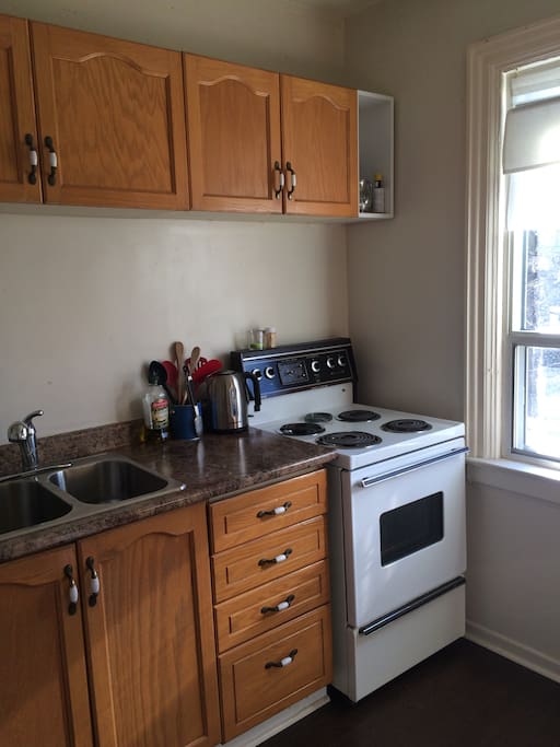 Spacious, well-equipped kitchen.