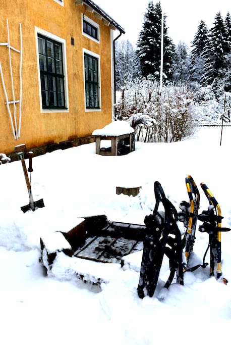 Grill and snow shoe just outside!
