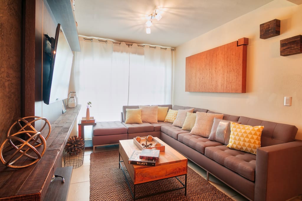 Living room with smart TV