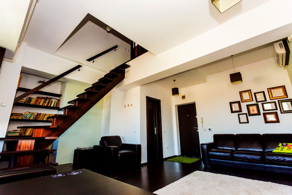 The Living Room + Stairs view