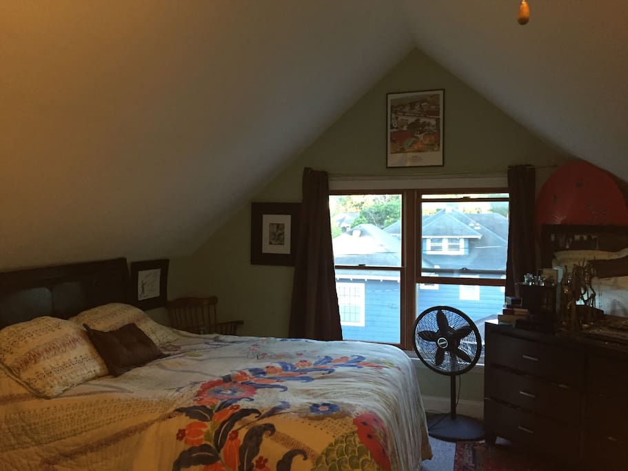 My bedroom (I live in this apartment and I reside in this room) so only the guest room with queen air mattress which sleeps two is available.