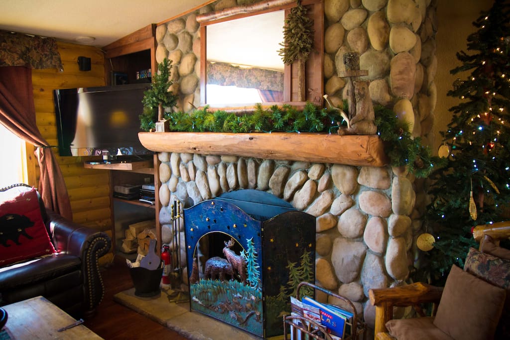 Wood burning fireplace