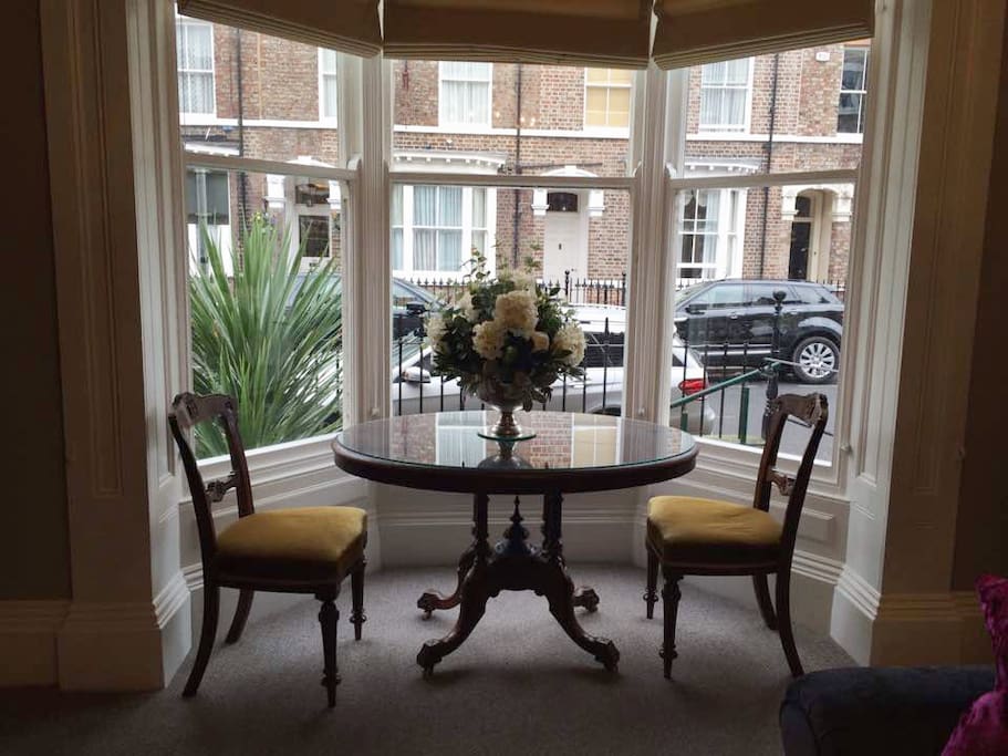 Breakfast in the sunny bay window