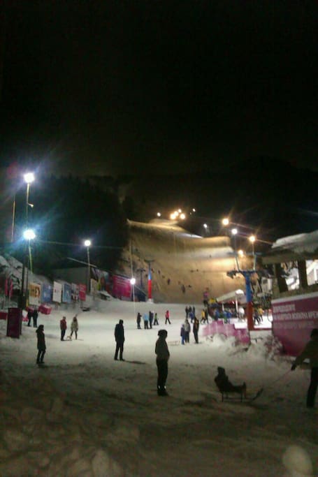 Night skiing view