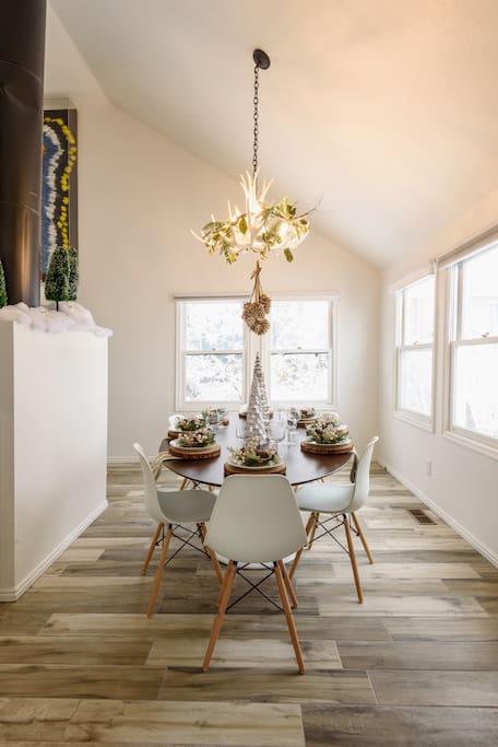 Dining room with seating for eight comfortably