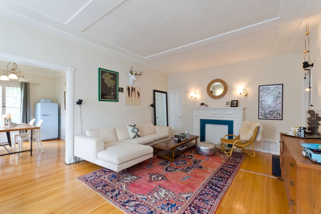 The living room right as you walk in.