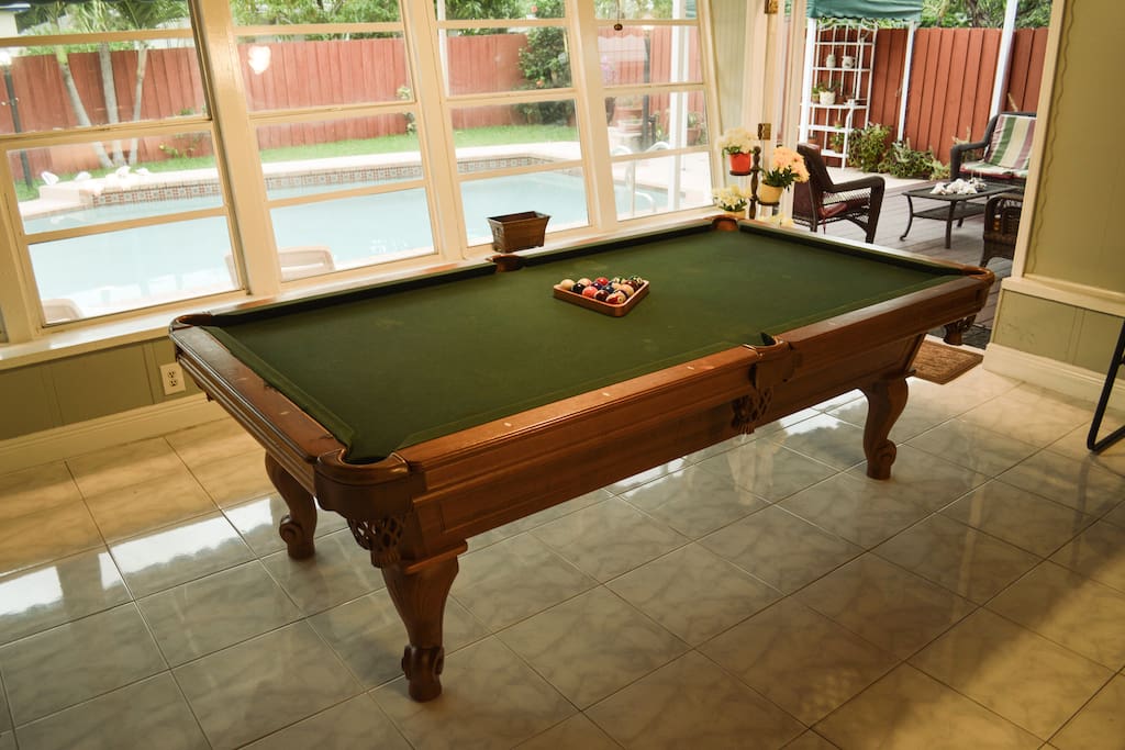 Billiards table with pool view