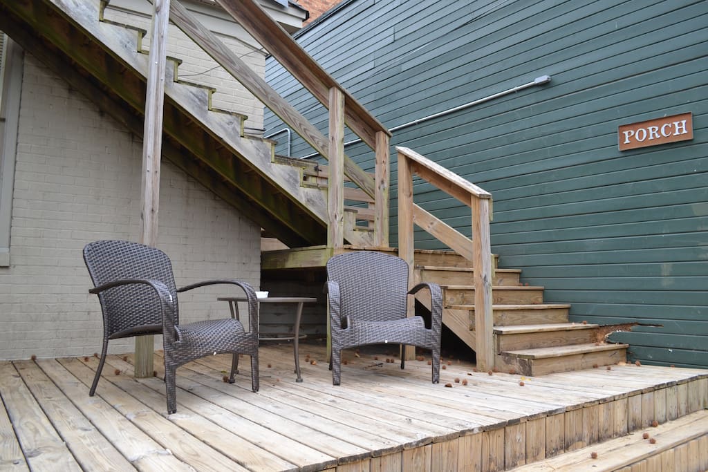 Enjoy coffee or reading on the back patio.