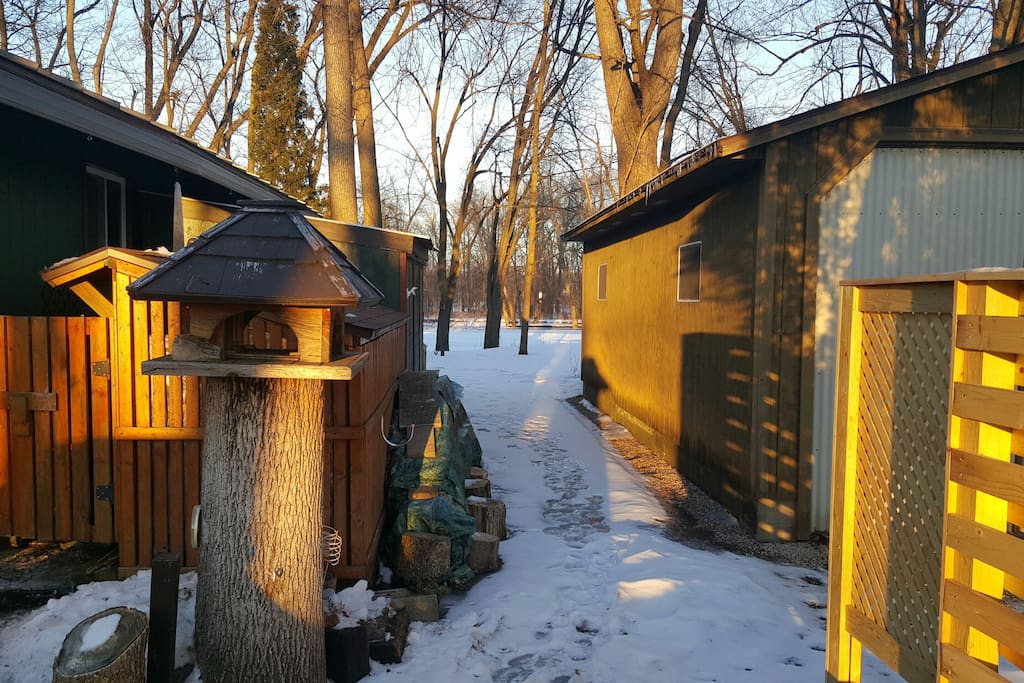 Space between homes, mine is to the left.