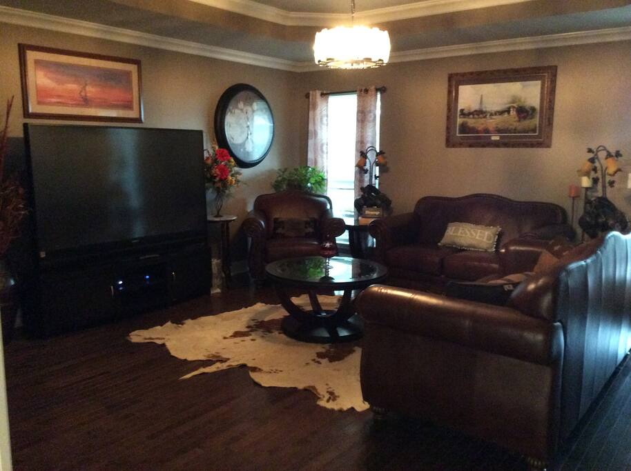 Living area with huge tv
