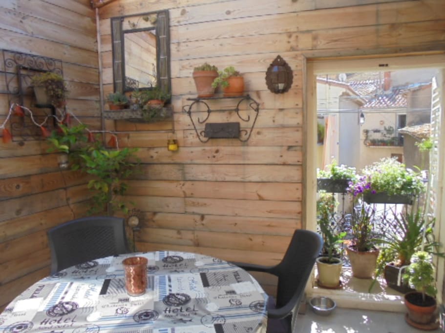 Dining terrace adjacent to the kitchen.