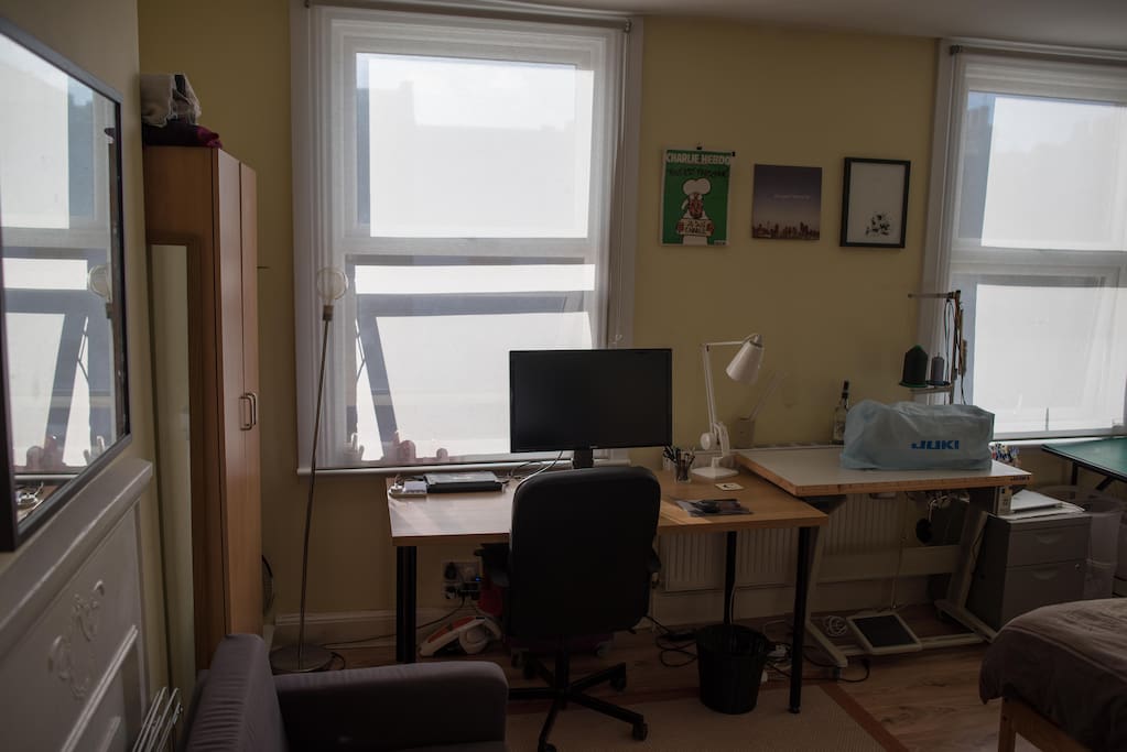 My desk and PC for looking at memes