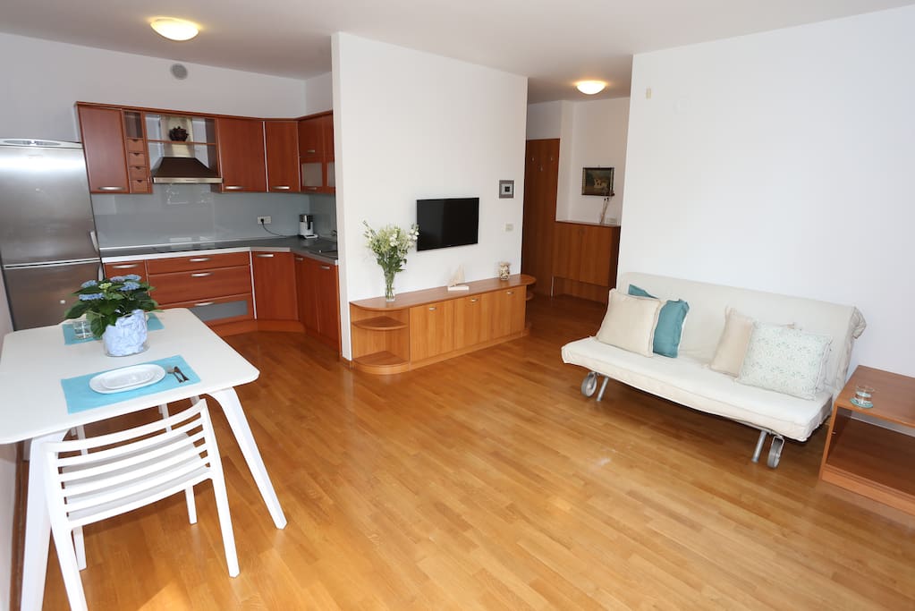..full of sunlight and furnished with comfortable sofa, flat TV, drovers and alike.