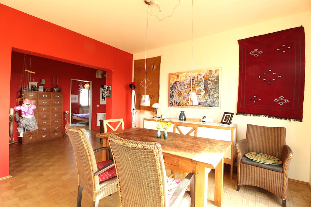 From the open living room you can access the other rooms.