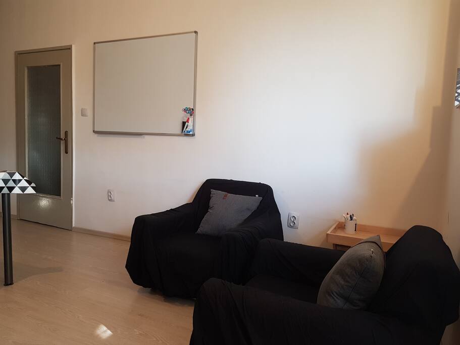 Living Room - 2 Couches/Whiteboard