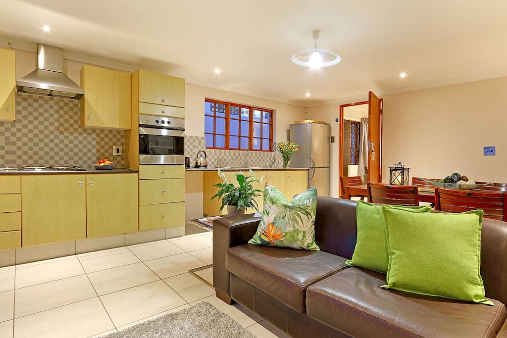 Angel Cottage living room area next to open plan kitchen