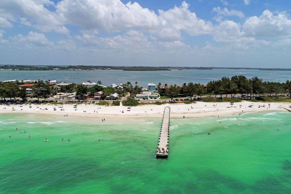Aerial view of home from gulf side.
