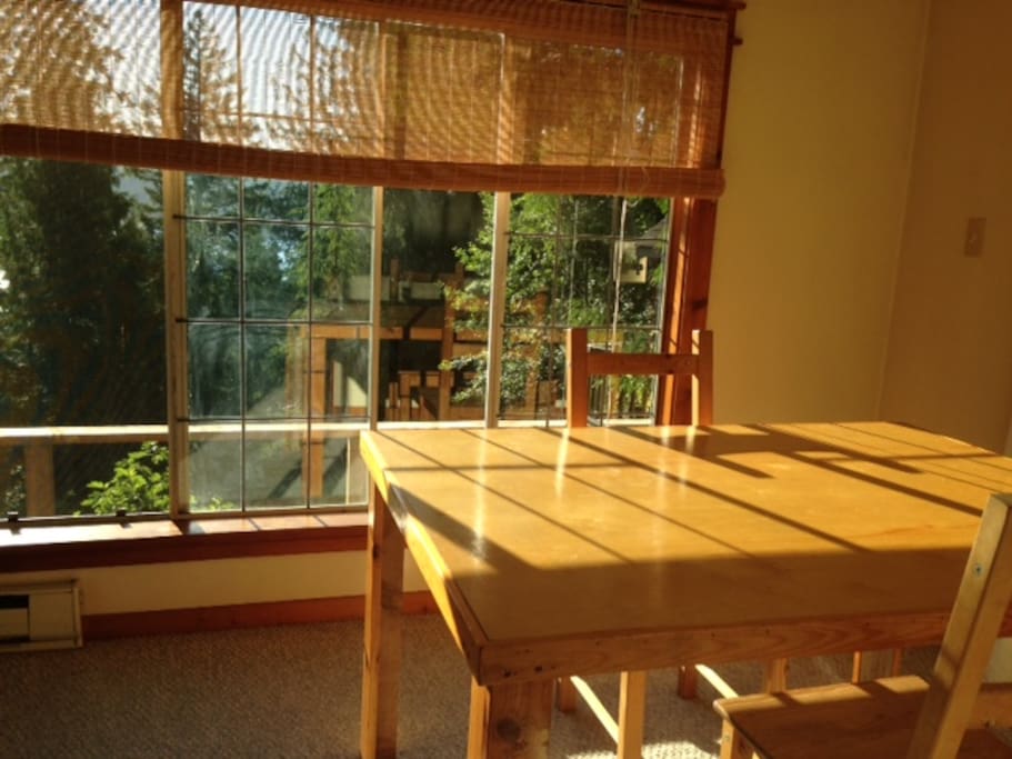 Nice table in sunroom for art, work, or eating