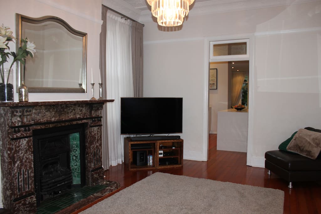 Living area with large LCD TV, Cable, DVD