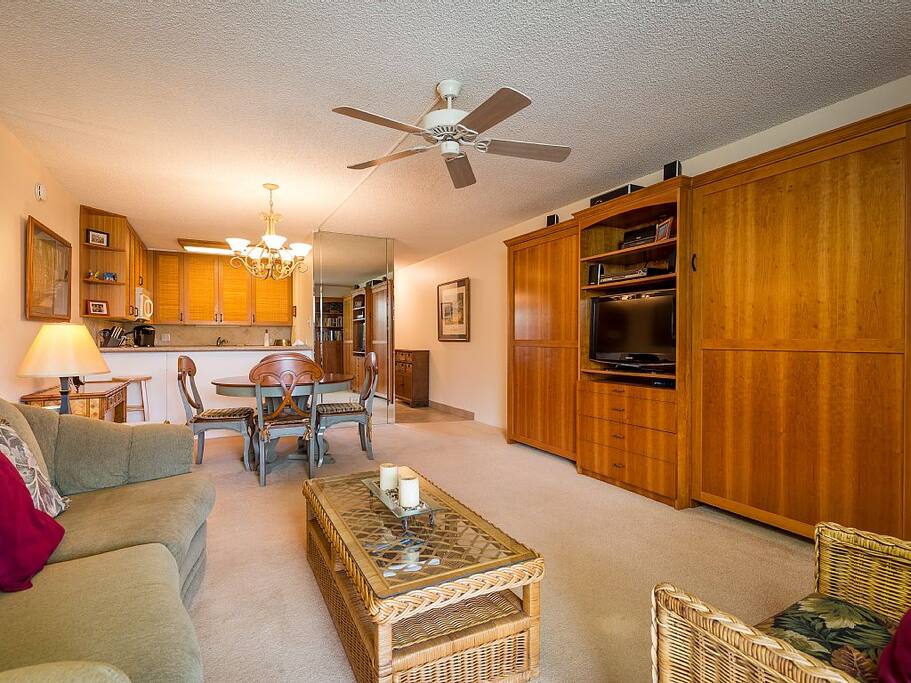 Living Room Area With Twin Murphy Beds Folded Away