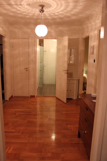 The hall in the middle of the house.