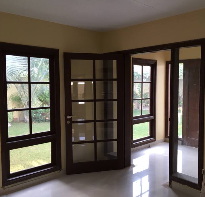 Glass windows over looking garden