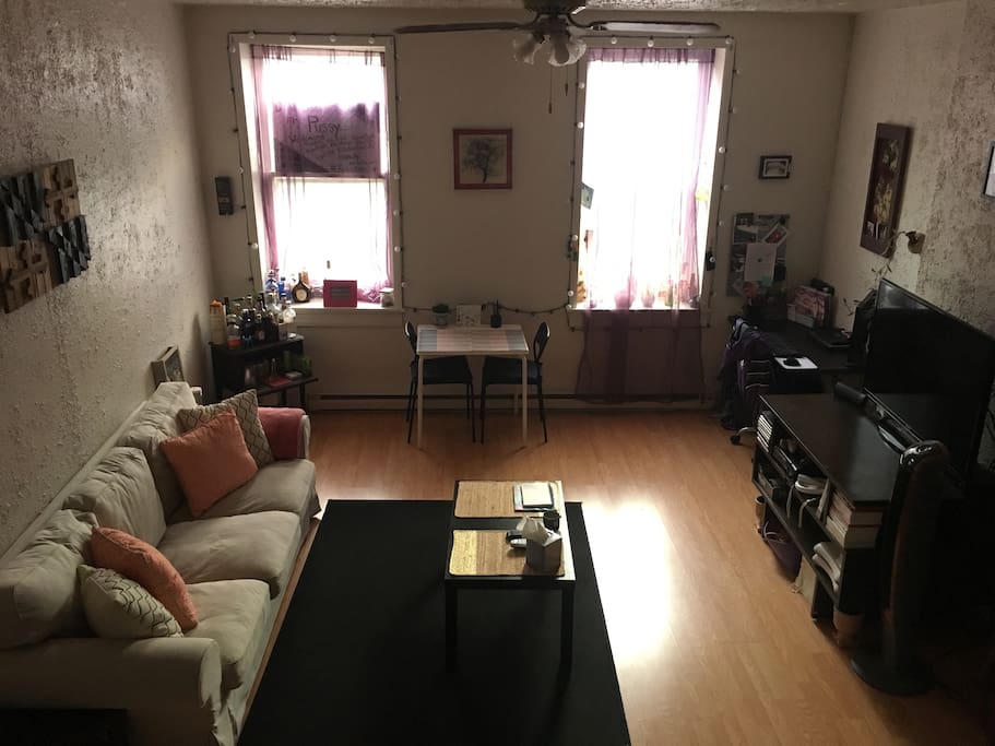 Hang out in the shared living room to watch a movie on HBO or Netflix!
