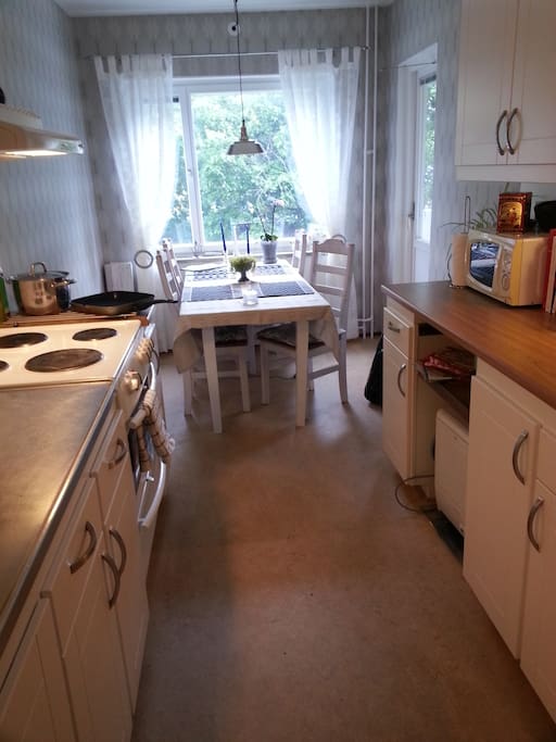 Spacious kitchen with entrance to the balcony
