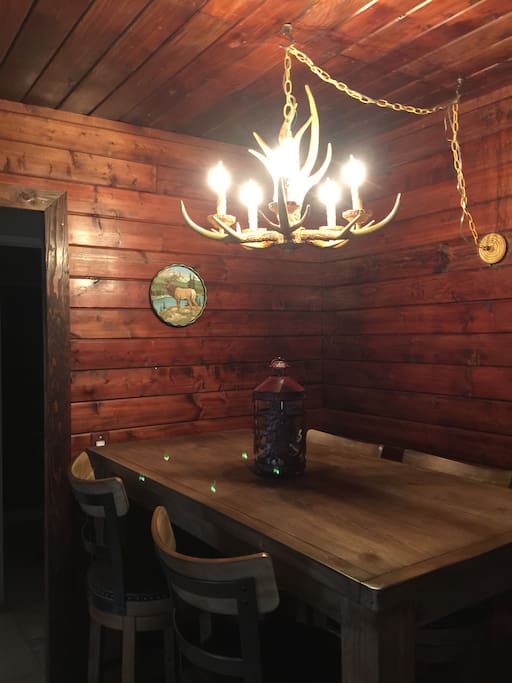 Our cabin like ambience adds to the cozy vacation setting.