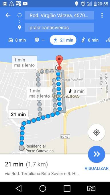 De casa até a praia de Canasvieiras a pé