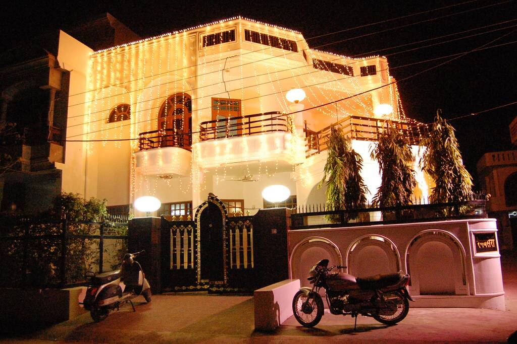 Night view of Duplex Building front entrance at 30 feet wide road