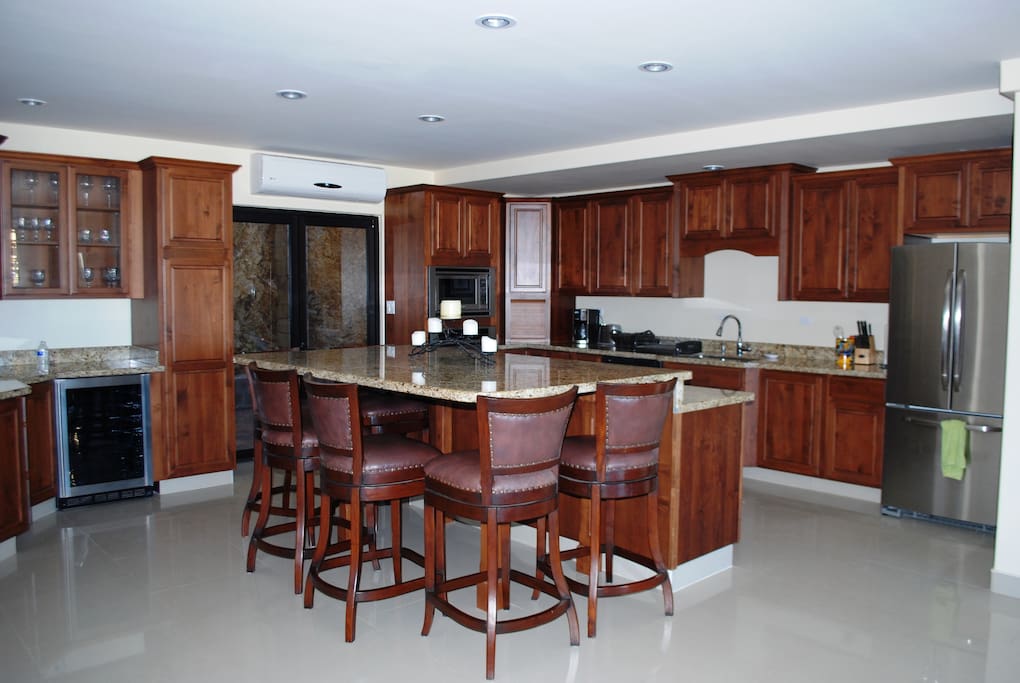 The upstairs unit offers a spacious kitchen.