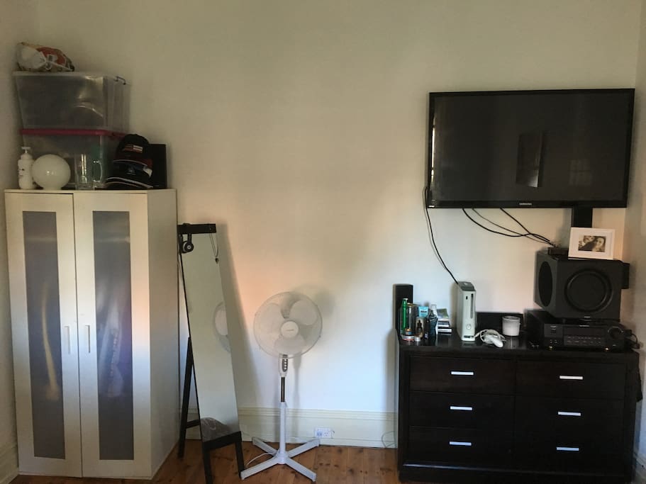 Television and surround sound in room