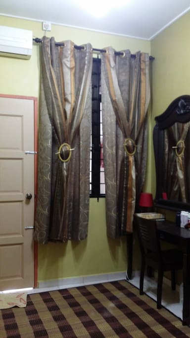Windows to look out at and the dresser.