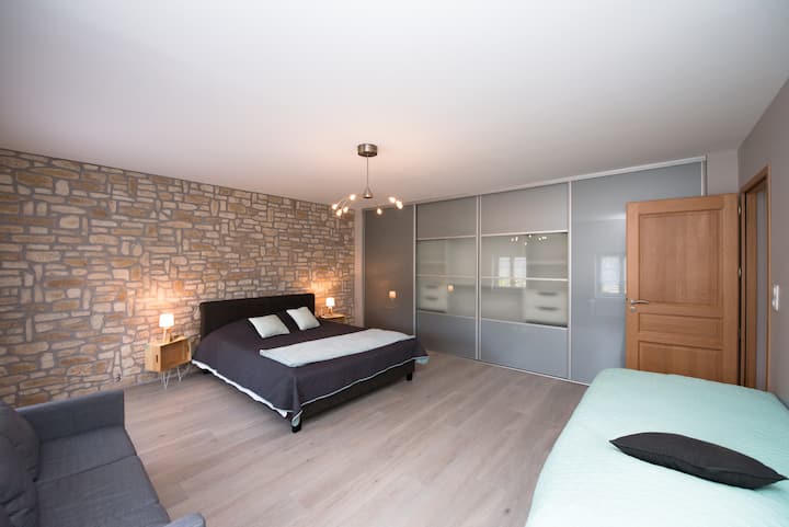 Chambre verte 1 lit 160x200 et 1 lit 90x200C