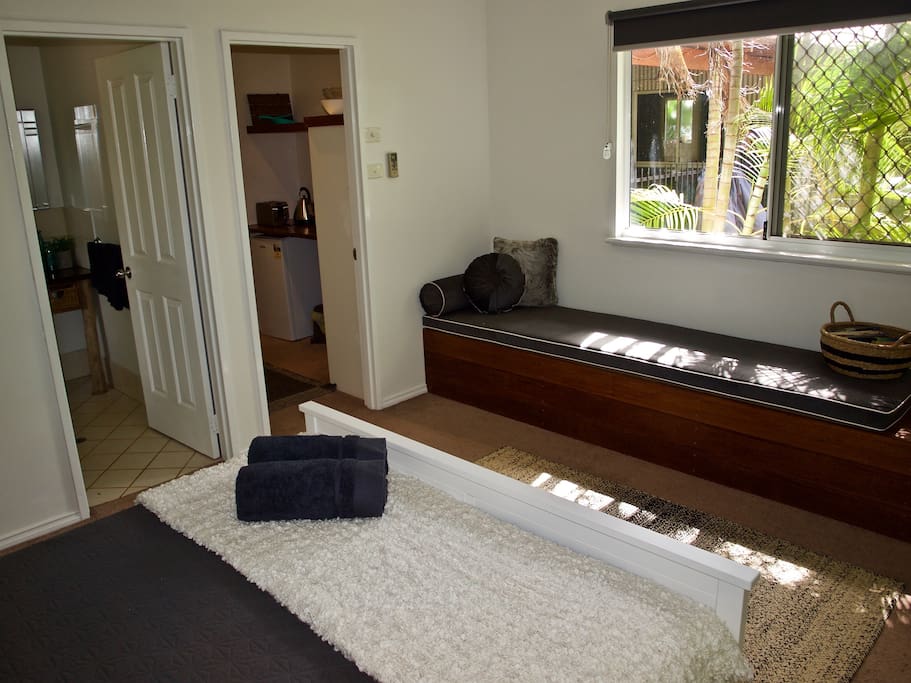 Bedroom, ensuite and kitchenette.