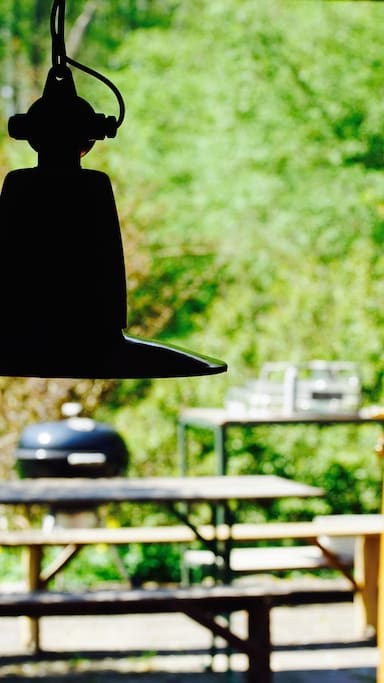 Big weber barbecue in garden